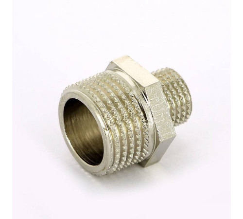 Ниппель резьбовой переходной Tiemme 1/2 x 1/4 НН никелированный 1500707