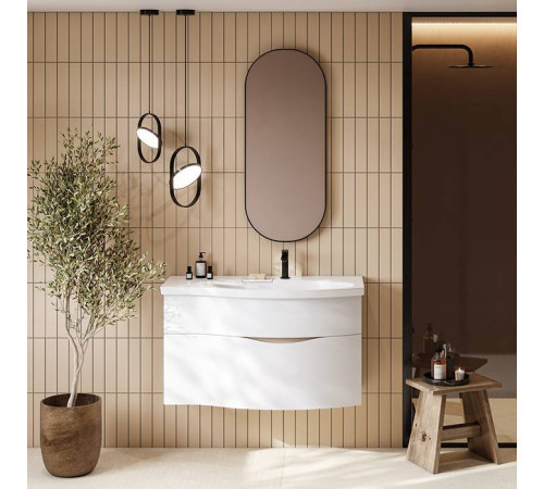 Тумба подвесная с раковиной Kerama Marazzi Riva 100 см правая белый матовый RV.wb.100Rh/RV.100Rh\WHT.M