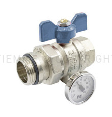 Кран шаровой Tiemme полнопроходной 1 НР/ВР с термометром синяя бабочка 2120042