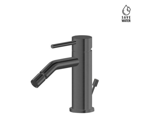 Смеситель для биде Newform X-STEEL 316 с донным клапаном излив 134 мм цвет PVD Brushed gun metal 69623X.59.064
