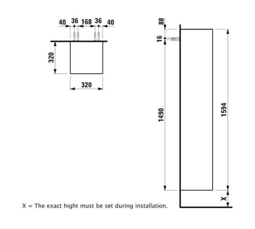 Шкаф-пенал Laufen Sonar 320x320x1595 мм петли справа золото 4.0549.2.034.040.1