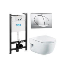 Комплект инсталляция с подвесным унитазом Roca Meridian сиденье и кнопка 893104110