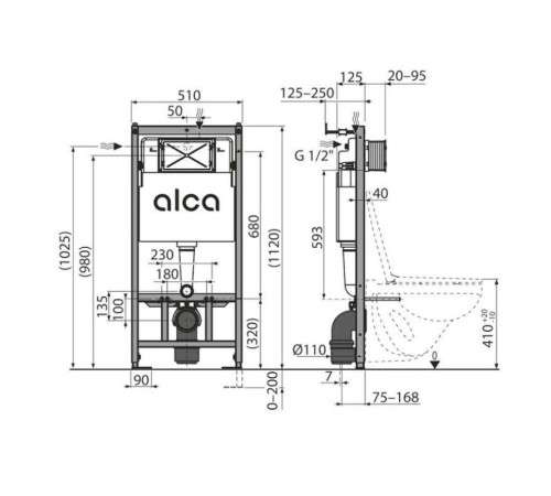 Инсталляция для унитаза Alcaplast AM101/1120 с кнопкой M671 хром и шумоизоляцией AM101/1120-4:1 RU M671-0001