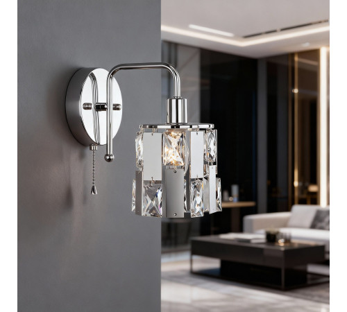 Бра с хрусталем 10101/1 хром/прозрачный хрусталь Strotskis