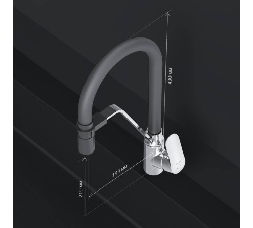 Смеситель для кухни AM.PM Like с каналом для питьевой воды и гибким изливом F8007802