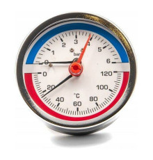 Термоманометр аксиальный Stout 80 мм 6 бар 120 °C G1/2 ATM801200604