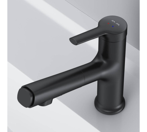 Смеситель для раковины AM.PM X-Joy с вытяжным изливом черный матовый F85B02922