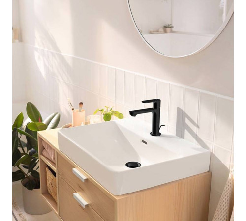 Смеситель для раковины Hansgrohe Rebris S 110 с донным клапаном черный матовый 72517670