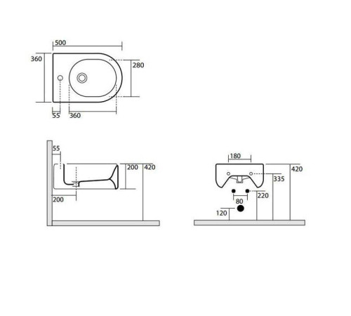 Биде подвесное Kerasan Flo 50х36 см 312501