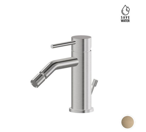 Смеситель для биде Newform X-Steel 316 на 1 отверстие с донным клапаном PVD Brushed Pale Gold 69623X.59.098