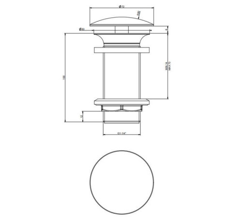 Донный клапан свободного слива Gessi Technical Accessories без перелива Finox Brushed Nickel 01391#149