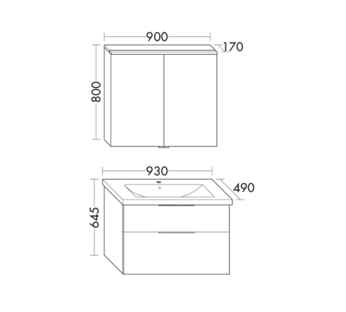 Тумба с раковиной Burgbad Eqio 93х49х64.5 см подвесная фланелевый дуб SEYQ093F2632C001*1