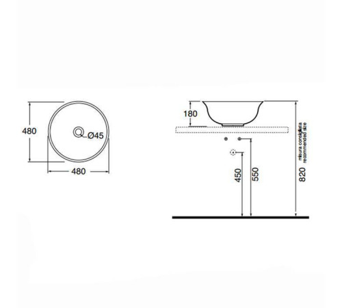 Раковина накладная Azzurra Jubilaeum круглая 48 см JULA04818000BI