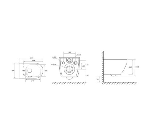 Унитаз подвесной TECE TECEspring K Kompakt безободковый сиденье Slim микролифт белый 9700997