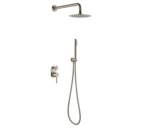 Душевой комплект Boheme Uno смеситель встраиваемый с верхним и ручным душем nickel brush 464-NB