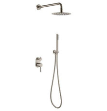 Душевой комплект Boheme Uno смеситель встраиваемый с верхним и ручным душем nickel brush 464-NB