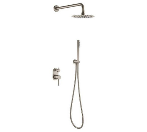 Душевой комплект Boheme Uno смеситель встраиваемый с верхним и ручным душем nickel brush 464-NB