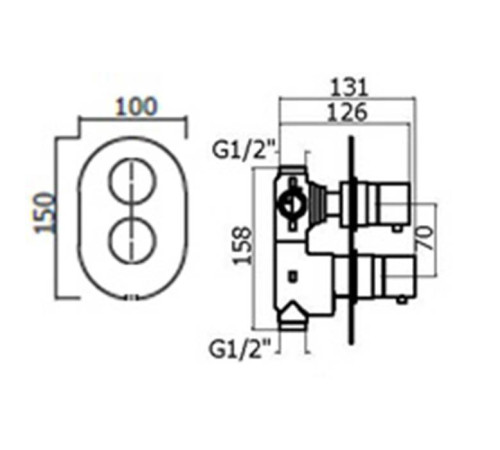 Смеситель для душа термостатический встраиваемый Plumberia Selection IXO на 2 выхода черный матовый XOT5040NO