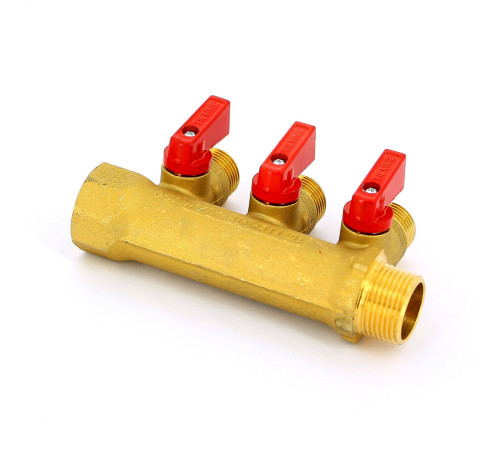 Коллектор с шаровыми кранами Tiemme 3/4х1/2 3 выхода 36 мм 1820001