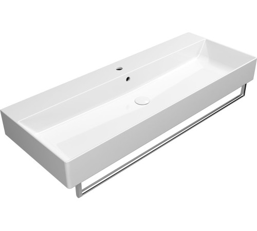 Раковина накладная/подвесная GSI KUBE X 1200х470 мм с 1 отверстием под смеситель с переливом белая глянцевая 9424111