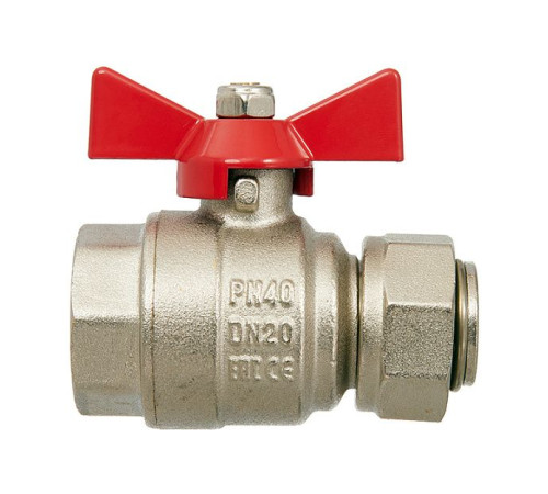 Кран шаровой латунный Smart Install 3/4 ВР/ВР с накидной гайкой бабочка 57182S