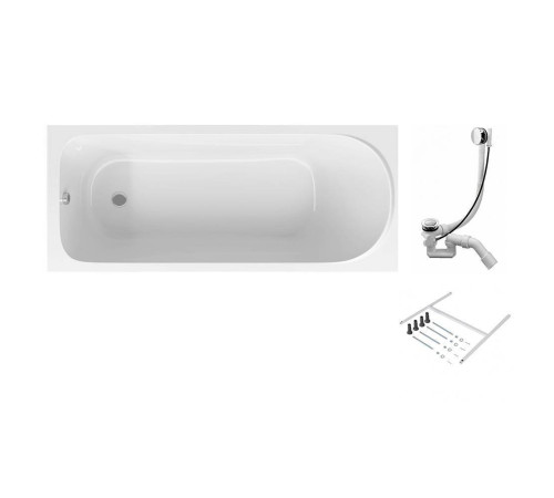 Комплект ванна акриловая AM.PM Sense 150х70 см с каркасом и сливом-переливом W75A-150-070W-KL