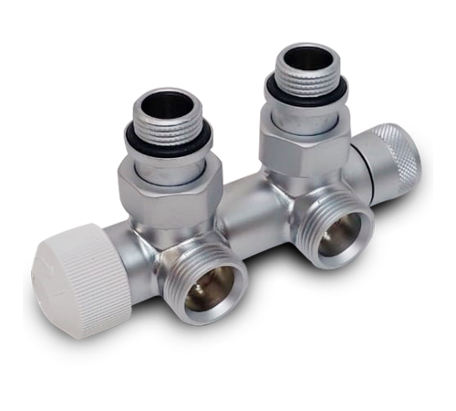 Узел нижнего подключения термостатический SR Rubinetterie угловой правый 1/2 x 3/4 E хром матовый 0684-1500CSE0