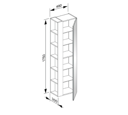 Шкаф-пенал Keuco Plan 300х480х1750 мм петли справа инокс/петроль 32931 290002