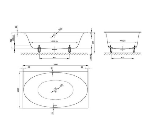 Ванна Bette Eve 180х100х45 см BetteGlasur Plus 6042-000 PLUS B23-1525