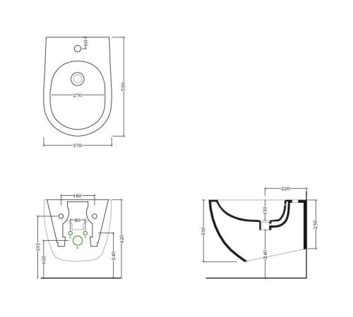 Биде подвесное Artceram File 2.0 37х52 см 1 отверстие saniglaze белый глянцевый FLB003 01 00
