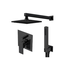 Душевой комплект встраиваемый Gattoni Kubik верхний душ 250х250 мм черный матовый 2590/25NO