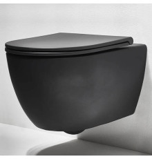 Унитаз подвесной Simas Trevi 56х37 см безободковый черный матовый TRV18 nero matt