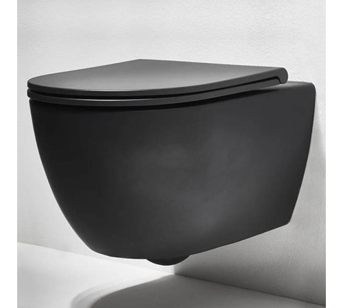 Унитаз подвесной Simas Trevi 56х37 см безободковый черный матовый TRV18 nero matt