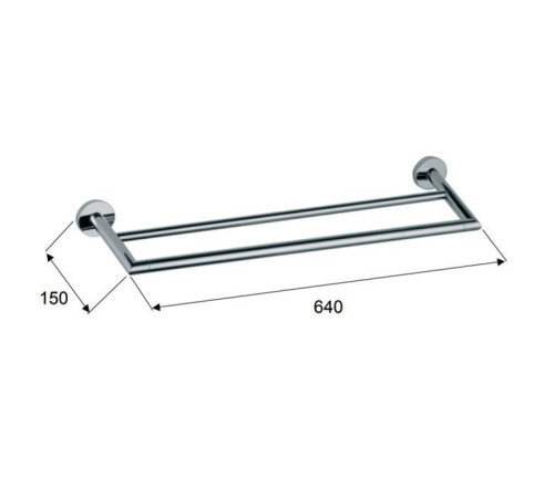 Держатель полотенец двойной Daniel Rubinetterie Hilton 60 см подвесной хром HIPS978
