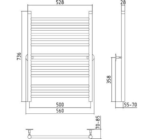 Полотенцесушитель водяной Стилье Универсал-53 56x73.6 см 00653-8050