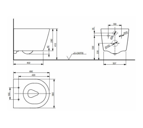 Унитаз подвесной TOTO RP укороченный с сиденьем SoftClose 49х38х33.5 см CW554Y/TC613G