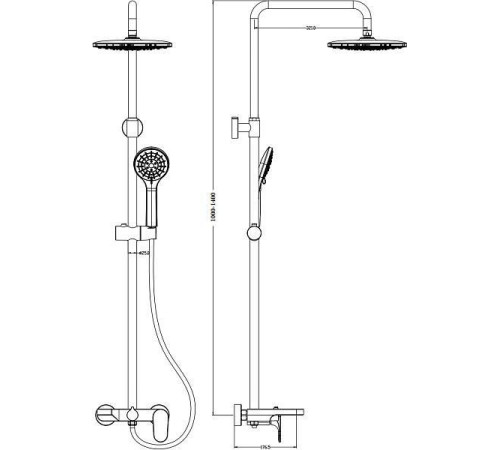 Душевая стойка с верхним душем Boheme Spectre белый матовый 458-MW
