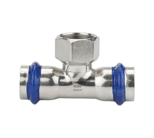 Тройник раструбный Varmega Inox Press с внутренней резьбой 35х1/2х35 мм VM720350435