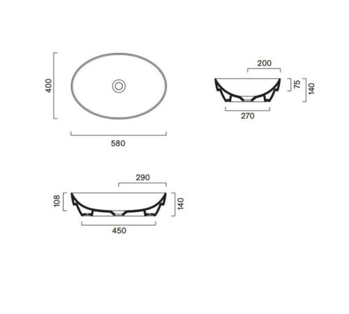 Раковина настольная Catalano Sfera 58х40 см белый глянцевый 0524580001