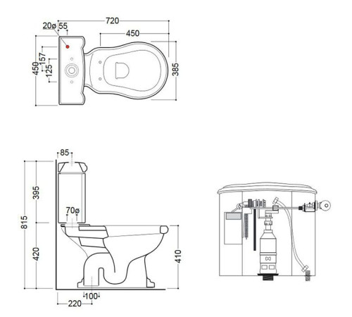 Унитаз-моноблок Kerasan Retro 72х38.5 см слив в пол ручка справа белый/бронза 107101/760393/101201/756993