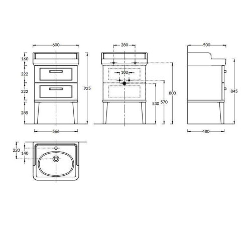 Тумба подвесная Kerama Marazzi Pompei 60 см 2 ящика черный глянцевый PO.N.60.2\BLK