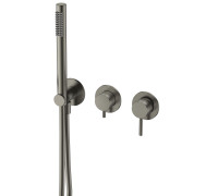 Смеситель встраиваемый AQUAMERIT на 3 потребителя с внутренней частью лейкой и шлангом металл AQM8805GM