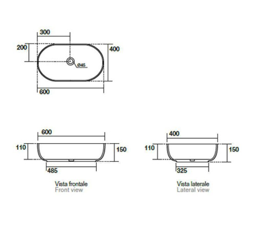 Раковина накладная Kerasan Nolita 60х40 см без отв. черный матовый 534331