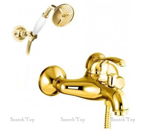 Смеситель для ванны с душевым гарнитуром Fiore Jafar золото 47GO5104