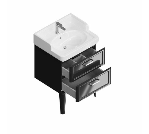 Тумба подвесная Kerama Marazzi Pompei 60 см 2 ящика черный глянцевый PO.N.60.2\BLK