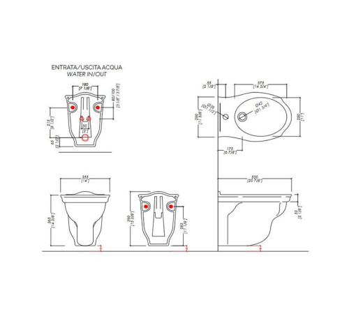 Биде подвесное Devon&Devon Westminster 35х36 см 1 отверстие белый IBBID1FSWES