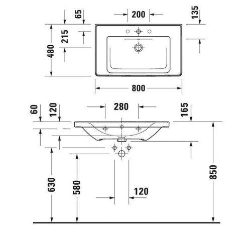 Раковина накладная Duravit D-Neo 80х48 см с переливом 1 отверстие WonderGliss 23678000001