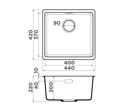Кухонная мойка Omoikiri Kata 44-U-BL Artgranit 44x42 см черный 4993403