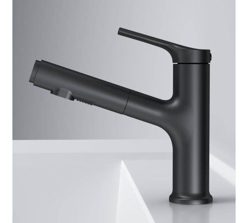 Смеситель для раковины AM.PM X-Joy с вытяжным изливом черный матовый F85B02922