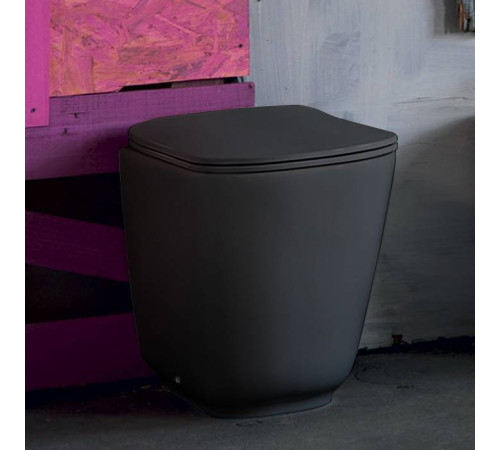 Унитаз напольный пристенный Kerasan Tribeca 55х35 см безободковый черный матовый 511831
